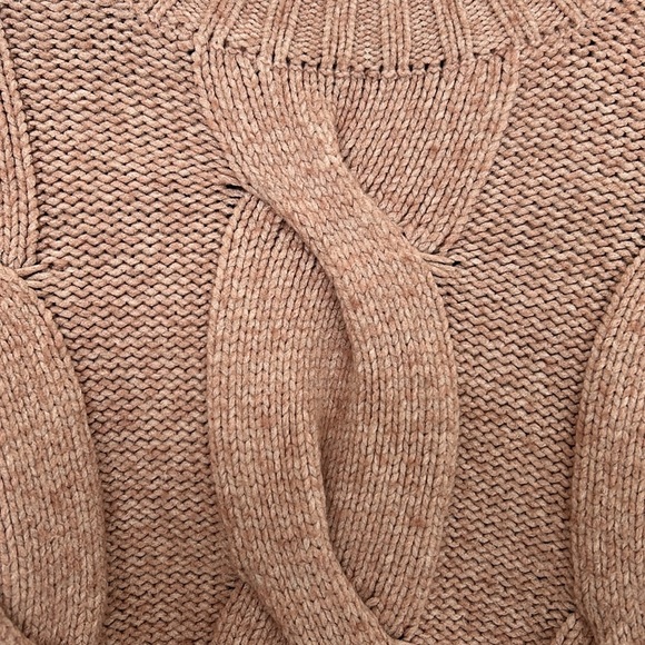 MASSIMO DUTTI - cable knit sweater italian yarn blend with polyamide peach XS - Picture 3 of 9